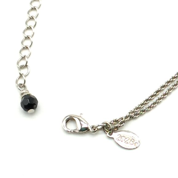 2028 Brand Metal Flower Necklace Black Silver-tone Crystal Signed - Picture 2 of 16